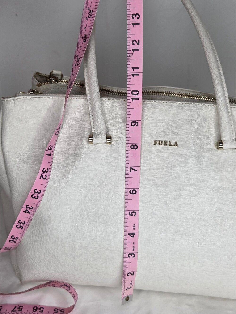 Furla Ivory Top-Handle Tote with Gold Accents - Picture 13 of 14